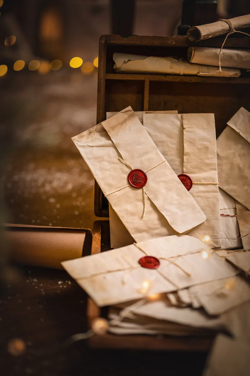Cartas antiguas selladas con lacre rojo